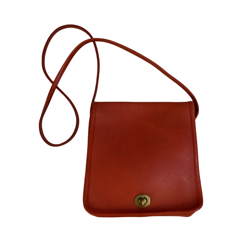 Coach Vintage Mini  Red Leather Crossbody Pouch Bag Flap Turn Lock (FLAW)